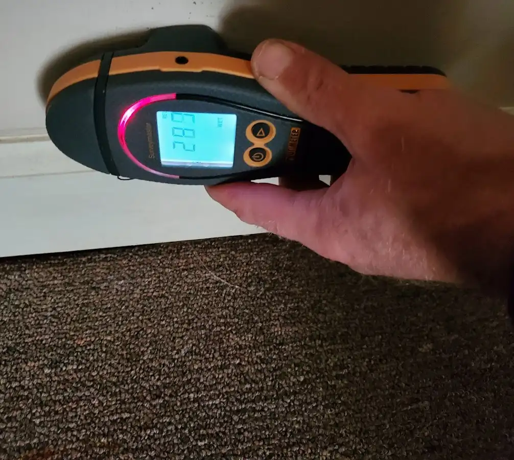 Moisture detection at baseboard during Sewage Cleanup & Sanitation in Ruidoso